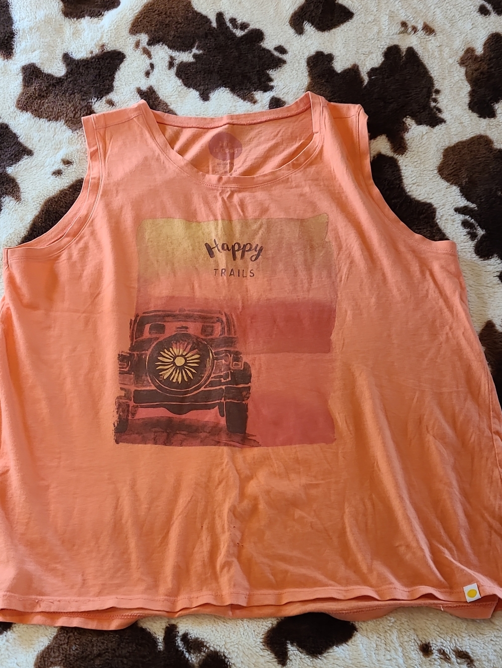 Life Is Good Orange Graphic Tank Top - Happy Trails Jeep